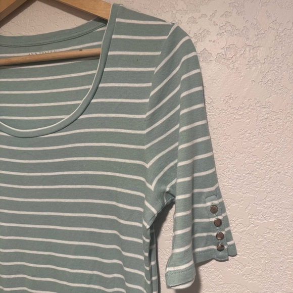Ann Taylor Striped Green Women's Top - Picture 4 of 5
